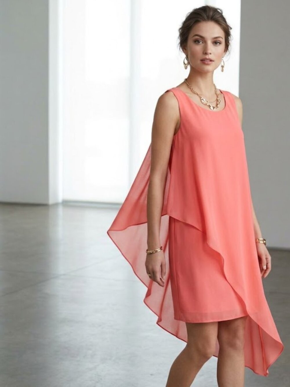 The Limited‎ Sheer Ruffle Cocktail High Low Dress
